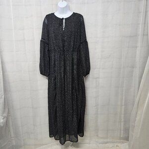 Romeo & Juliet Couture Black Goth Dress Maxi Sheer Boho Peasant M